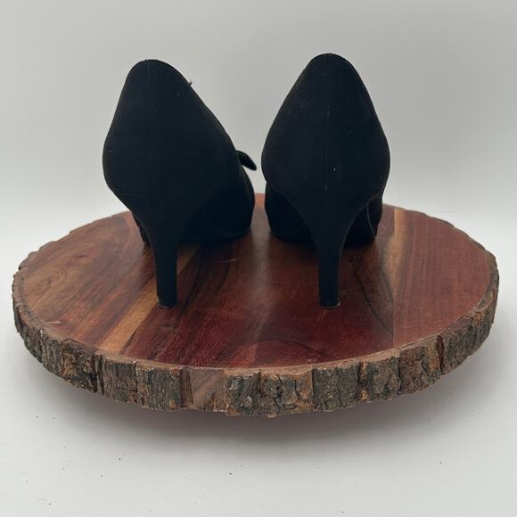 Kelly & Katie Velvet Bow Pumps Heels Size 8 Black Going Out Holiday Coquette EUC - Picture 6 of 10